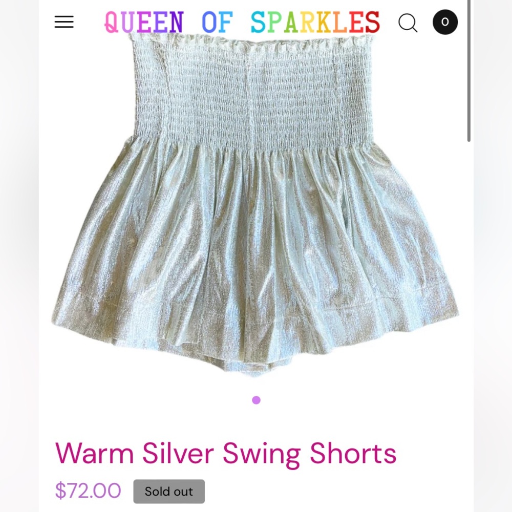 Queen of Sparkles Silver Swing shorts